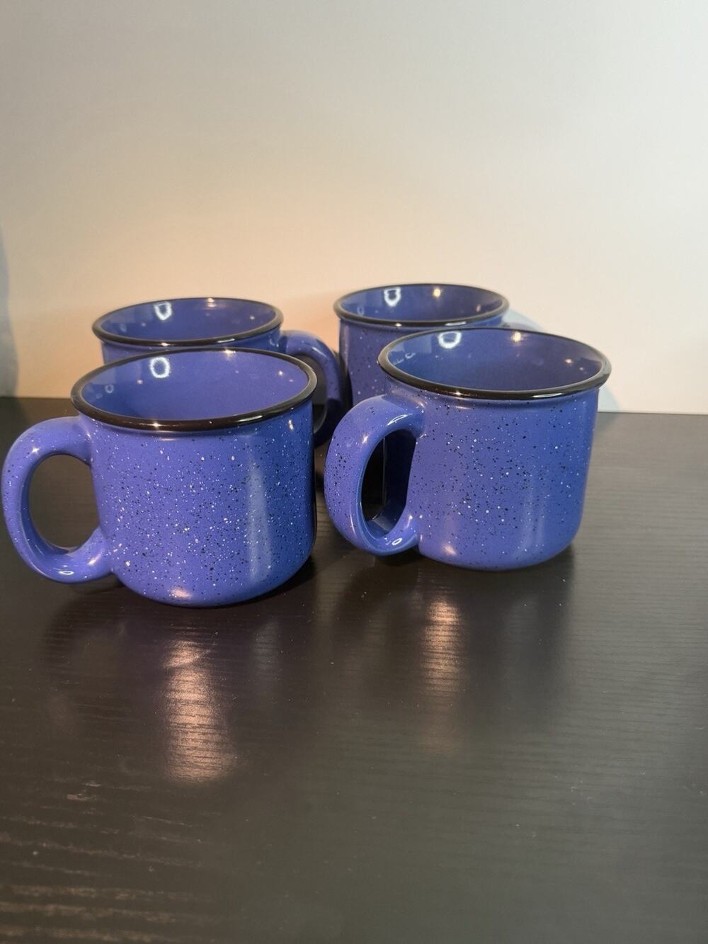 Vintage Marlboro Unlimited Blue Speckled Stoneware Mug/Cup Set Of 4